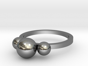 Three Spheres Ring in Polished Silver: Extra Small