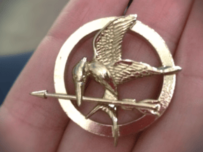 Mocking Jay Pendant in Natural Brass