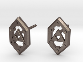 Zelda Shield Studs in Polished Bronzed-Silver Steel