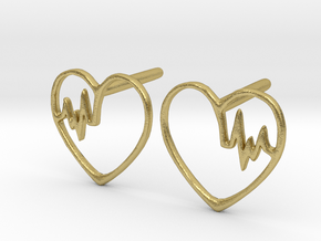 Heartbeat Earrings in Natural Brass