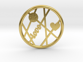 Unconditional Love Round Pendant in Polished Brass