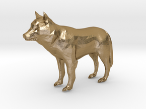 Low Poly Wolf in Polished Gold Steel