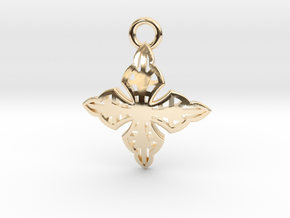 Cross Charm/Pendant in 14k Gold Plated Brass