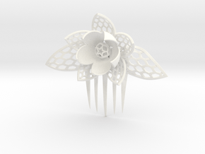 HoneyComb Flower Pin in White Processed Versatile Plastic