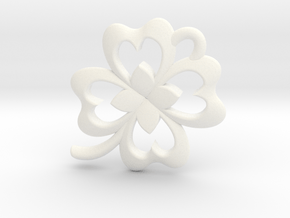 4 Leaf Clover Charm (with Cut-Out) in White Processed Versatile Plastic