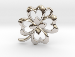 4 Leaf Clover Charm (with Cut-Out) in Rhodium Plated Brass
