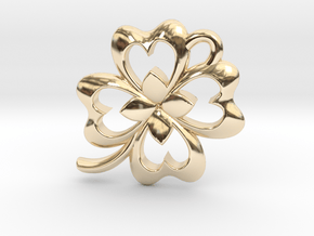4 Leaf Clover Charm (with Cut-Out) in 14k Gold Plated Brass
