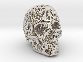 Human Skull with Pattern in Rhodium Plated Brass
