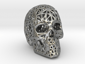 Human Skull with Pattern in Natural Silver