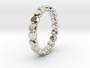 Octagonal Gemstone Style Ring in Rhodium Plated Brass: 8 / 56.75