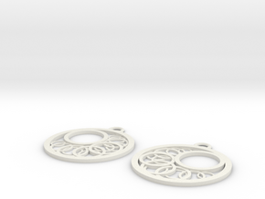 Geometrical earrings no.16 in White Natural Versatile Plastic: Large