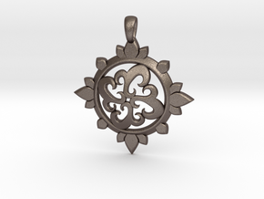 Earth Design Pendant in Polished Bronzed-Silver Steel