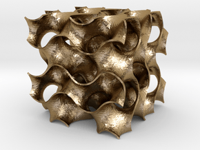 Gyroid - 40/40/40 .6mm Wall in Polished Gold Steel