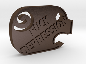 F Depression Literal in Polished Bronze Steel