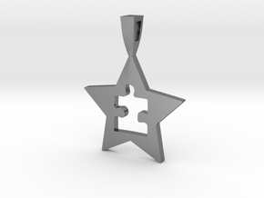 AUTISM STAR in Fine Detail Polished Silver