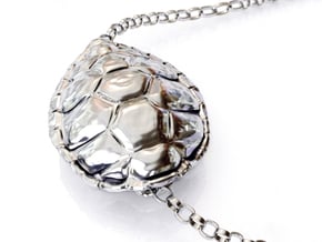 Turtle Shell Pendant in Rhodium Plated Brass