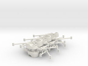 Whip tubs Ho scale with attachment arms and detail in White Natural Versatile Plastic