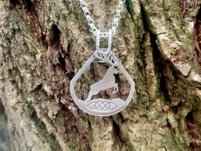 Celtic Zodiac Stag/Deer pendant in Natural Silver