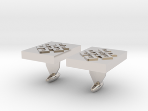 Endless knot cuff link in Rhodium Plated Brass