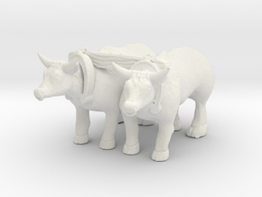 S Scale Oxen in White Natural Versatile Plastic