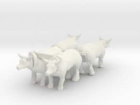 HO Scale Oxen Set in White Natural Versatile Plastic