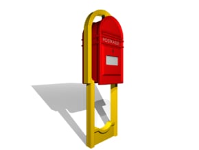 Post og Telegrafvæsenet - Postkasse på stativ 1/87 in Tan Fine Detail Plastic