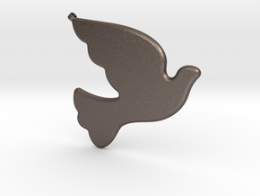 Bird-Dove-01 in Polished Bronzed-Silver Steel
