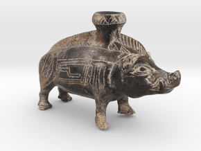 Mini Color Boar Vessel, 600-500 BC, Etruscan in Natural Full Color Sandstone