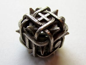 Fudge Thorn d6 in Polished Bronzed Silver Steel