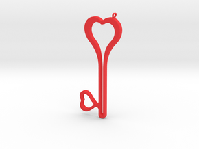Heart Key Necklace-24 in Red Processed Versatile Plastic