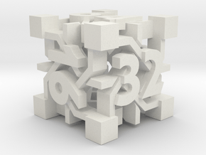 Intangle d6 Backgammon Doubling Cube in White Natural Versatile Plastic