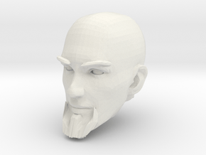 Bald Head with facial hair 2 in White Natural Versatile Plastic