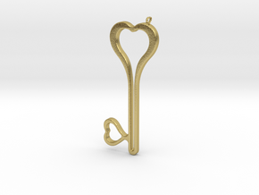Heart Key Necklace-24 in Natural Brass