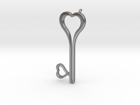 Heart Key Necklace-24 in Natural Silver