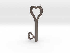 Hearts Key Necklace-25 in Polished Bronzed-Silver Steel