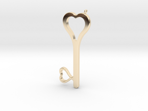 Hearts Key Necklace-25 in 14k Gold Plated Brass