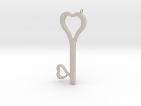 Hearts Key Necklace-25 in Natural Sandstone