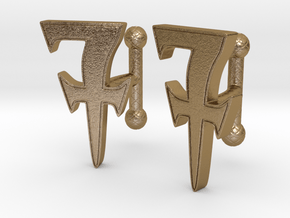 Monogrammed cufflink set in Polished Gold Steel