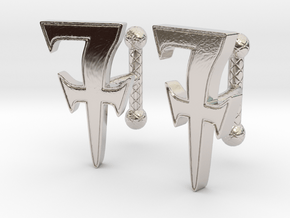 Monogrammed cufflink set in Rhodium Plated Brass
