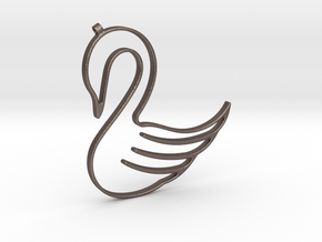 Swan Necklace-27 in Polished Bronzed-Silver Steel