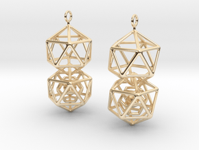 Icosahedron Dodecahedron Earrings in 14K Yellow Gold