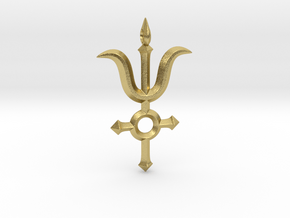 Angel Cross Pendant II in Natural Brass