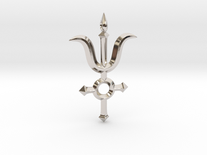 Angel Cross Pendant II in Rhodium Plated Brass
