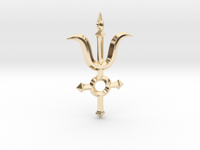Angel Cross Pendant II in 14k Gold Plated Brass