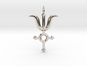 Angel Cross Pendant III in Rhodium Plated Brass
