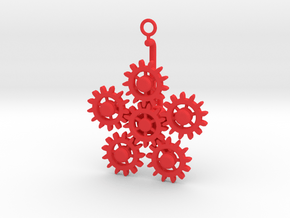 Planetary Gear Earring or pendant in Red Processed Versatile Plastic