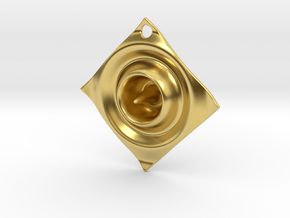 Cosine Ripple Earring or pendant in Polished Brass