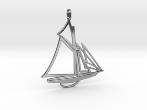 Sailboat pendant in Fine Detail Polished Silver