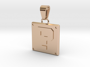 Super Mario Question Cube Pendant in 14k Rose Gold Plated Brass