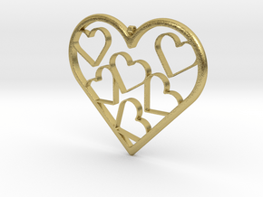 Hearts Necklace / Pendant-07 in Natural Brass